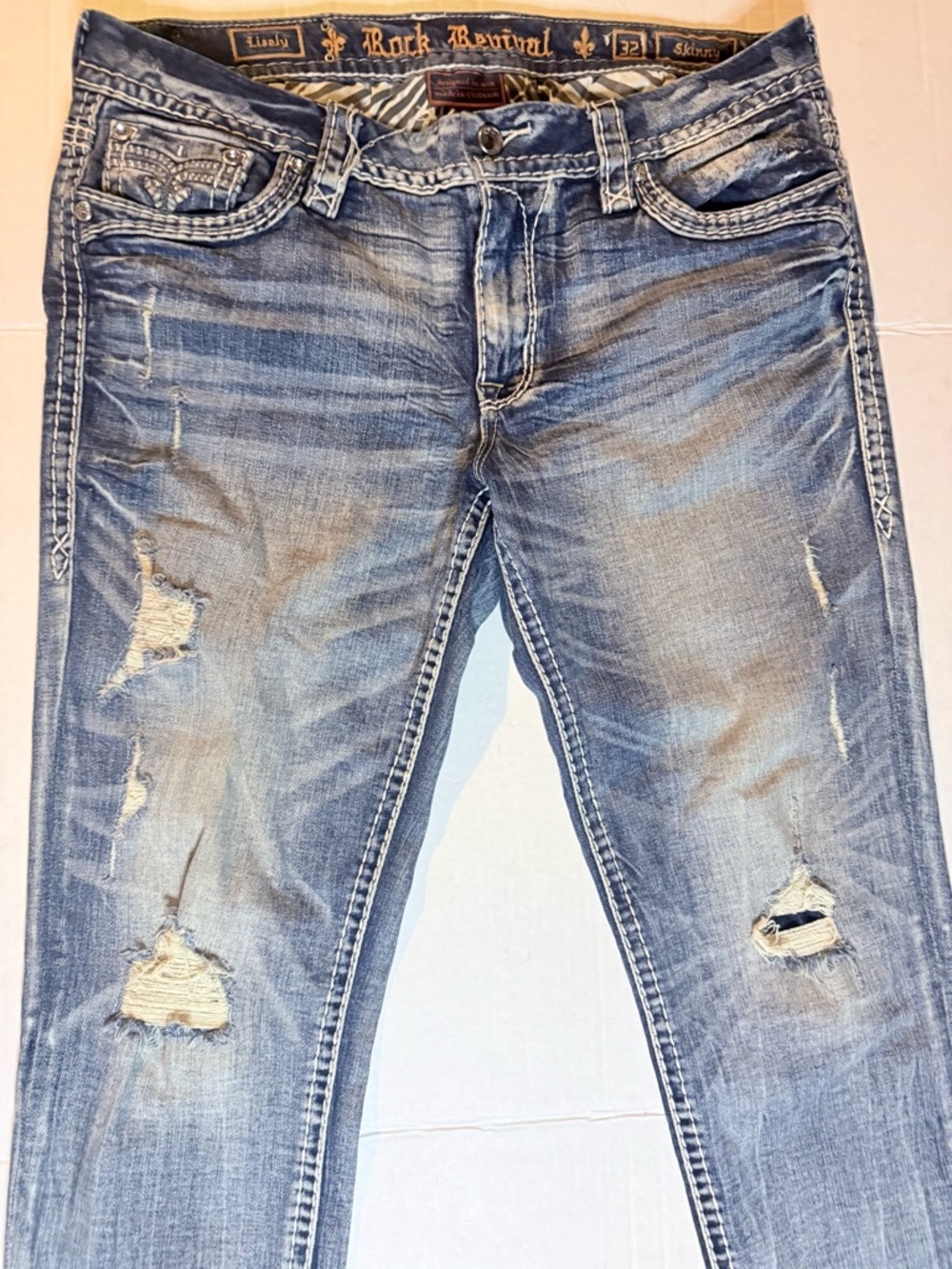 Rock Revival Women’s Distressed Light Blue Skinny Jeans